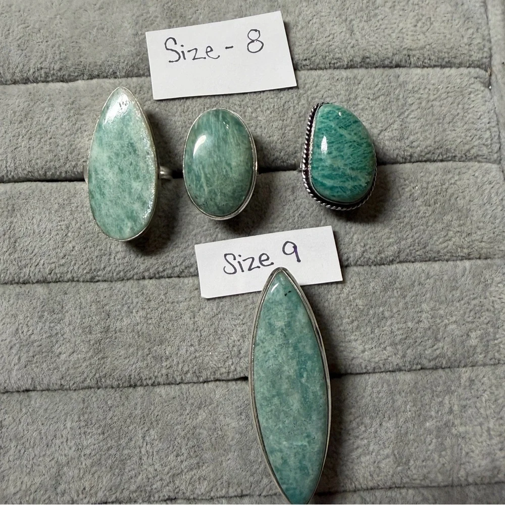 Amazonite and Fluorite Rings